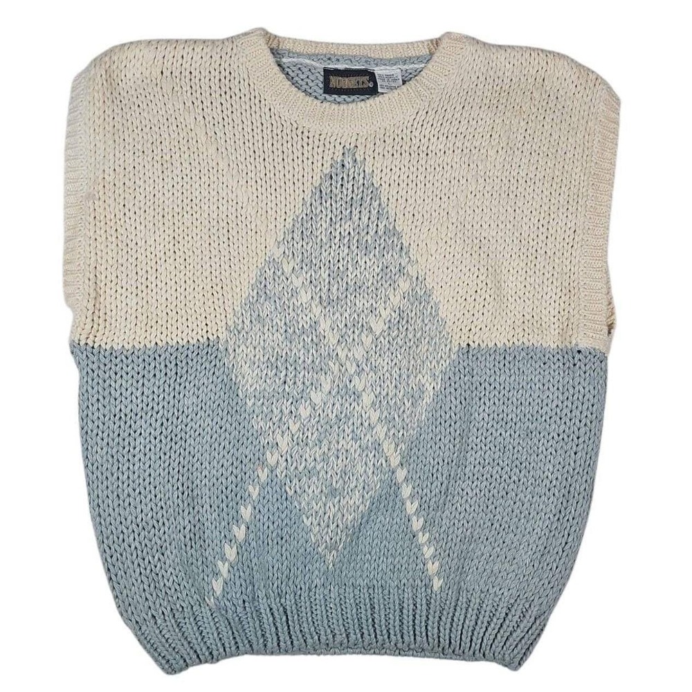 Vintage Nuggets  Knit Sweater Vest Argyle Sleeveless‎ 90s Grandpacore Large
